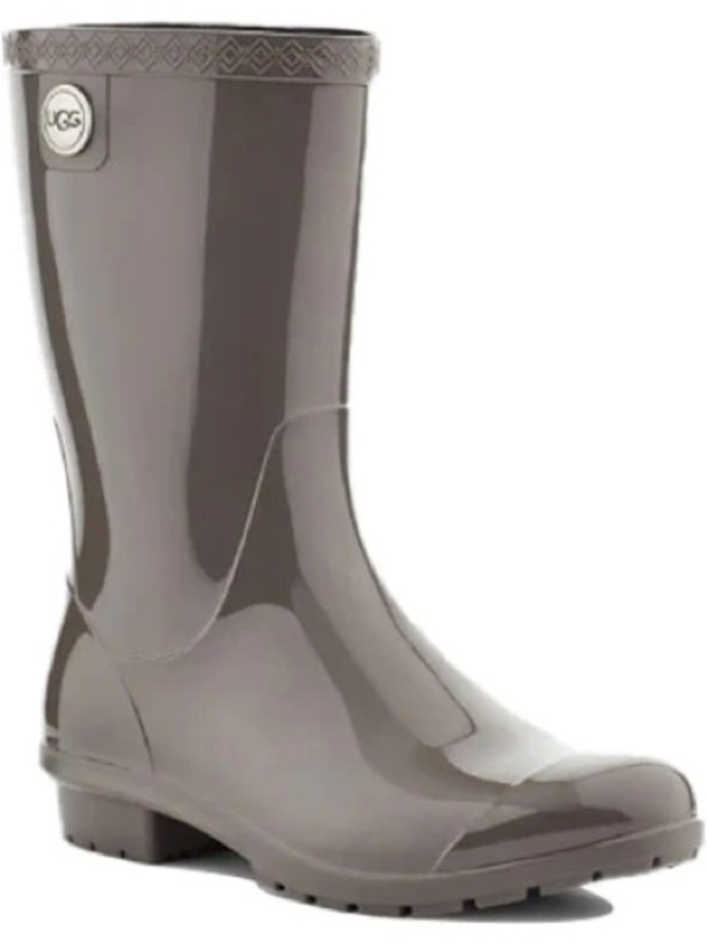 UGG Glossy Mid-Calf Rain Boot in Taupe Gray